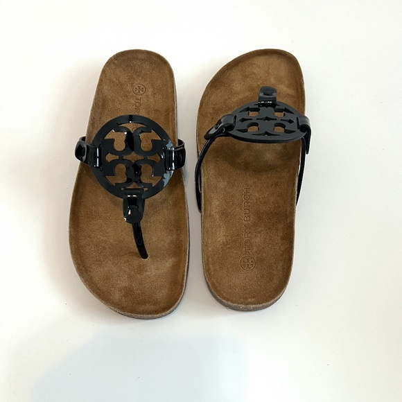 NIB Tory Burch Miller Cloud Patent Leather/Cork - Perfect Black, Size 8.5 - Picture 4 of 12